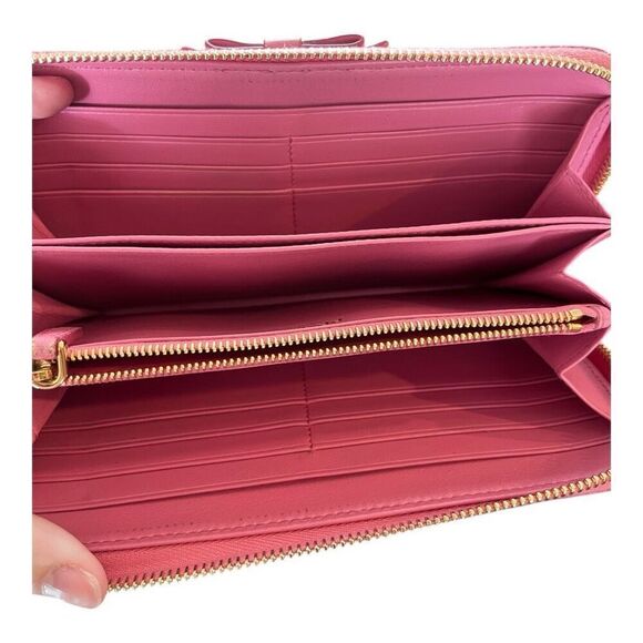 Prada Purse Zip Around Leather Ribbon Long Wallet Pink EUC - Picture 5 of 9